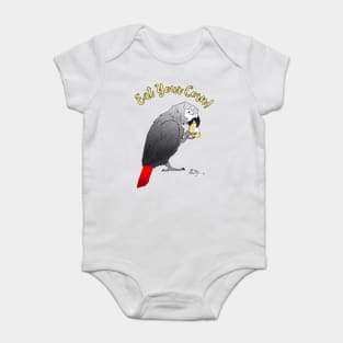 African Grey Parrot eating Corn Baby Bodysuit